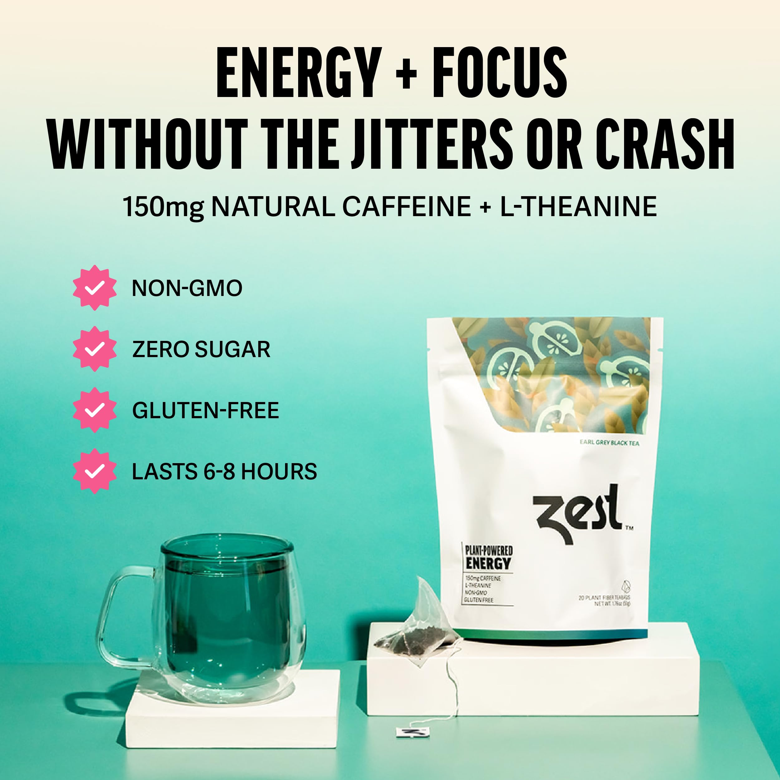 Amazon.com : Zest High Caffeine Black Tea Bags – Earl Grey Energy
